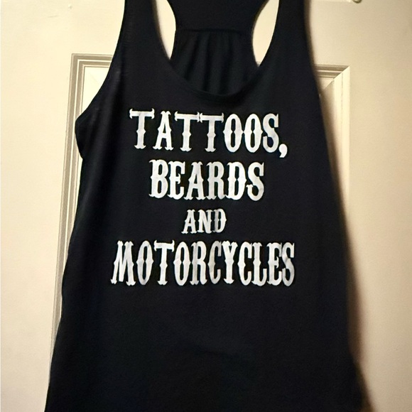 Women’s ~ Top ~  Medium ~ Black ~ Sleeveless ~ Tattoos ~ Beards ~ Motorcycles - Picture 1 of 16